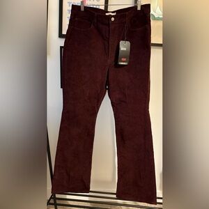 Levi’s Premium Corduroy Pants Ribcage Bootcut White Tab Burgundy 34x33 NWT